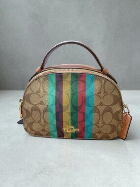 Coach Serena Satchel in Signature Canvas with Legacy Stripe